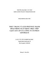 thực trạng và giải pháp đẩy mạnh hoạt động xuất khẩu trực tiếp gạo cao cấp của công ty cổ phần gentraco 