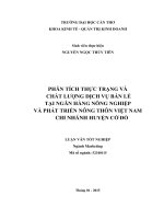 phân tích thực trạng và chất lượng dịch vụ bán lẻ tại ngân hàng nông nghiệp và phát triển nông thôn việt nam chi nhánh huyện cờ đỏ 