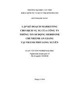 lập kế hoạch marketing cho dịch vụ 3g của công ty thông tin di động mobifone chi nhánh an giang tại thành phố long xuyên 