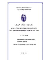 Quản lý thu thuế thu nhập cá nhân trên địa bàn huyện quế võ, tỉnh bắc ninh 