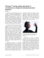 Theranos TM  and the golden opportunity to revolutionize our diagnostic and pharmaceutical industries.