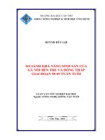 so sánh khả năng sinh sản của gà nòi bến tre và đồng tháp giai đoạn 58 69 tuần tuổi 