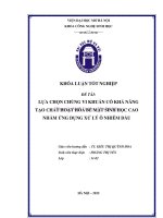 Lựa chọn chủng vi khuẩn có khả năng tạo chất hoạt hóa bề mặt sinh học cao nhằm ứng dụng xử lý ô nhiễm dầu 
