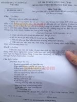 Đề thi tuyển sinh vào lớp 10 môn Ngữ văn tỉnh Phú Thọ năm học 2016 - 2017