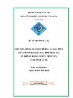điều tra, đánh giá hiện trạng và đặc tính đất trồng khoai lang tím nhật tại xã thành đông, huyện bình tân, tỉnh vĩnh long 