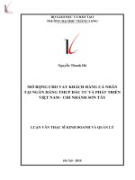 Mở rộng cho vay khách hàng cá nhân tại ngân hàng TMCP đầu tư và phát triển việt nam, chi nhánh sơn tây 