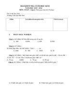 BÀI KIỂM TRA CUỐI học kì II  môn TOÁN 2015 2016 1