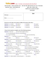 Đề thi thử THPT Quốc gia năm 2016 môn Tiếng Anh trường THCS & THPT Đông Du, Đắk Lắk (Lần 3)