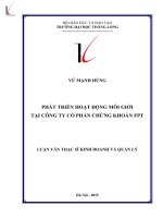 Phát triển hoạt động môi giới tại Công ty Cổ phần chứng khoán FPT