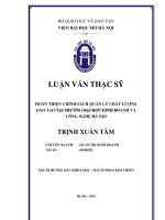 Hoàn thiện chính sách quản lý chất lượng đào tạo tại trường đại học kinh doanh và công nghệ hà nội 