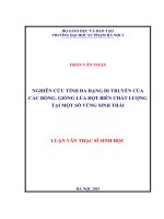 Nghiên cứu tính đa dạng di truyền của các dòng, giống lúa đột biến chất lượng tại một số vùng sinh thái