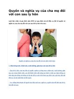 Quyền và nghĩa vụ của cha mẹ đối với con sau ly hôn