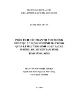 phân tích các nhân tố ảnh hưởng đến việc áp dụng mô hình 3rs trong quản lý rác thải sinh hoạt tại xã tường lộc, huyện tam bình, tỉnh vĩnh long 