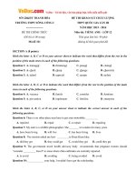 Đề thi thử THPT Quốc gia môn Tiếng Anh năm 2016 trường THPT Nông Cống I, Thanh Hóa (Lần 3)