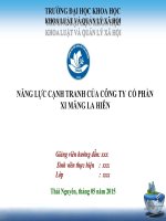 Ví dụ minh họa chi tiết về CÔNG CỤ  PHÂN TÍCH HIỆU QUẢ SWOT  đề tài Nâng cao năng lực cạnh tranh của công ty xi măng La hiên