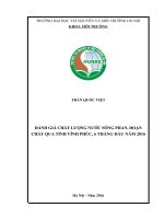 ĐÁNH GIÁ CHẤT LƯỢNG NƯỚC SÔNG PHAN, ĐOẠN CHẢY QUA TỈNH VĨNH PHÚC, 6 THÁNG ĐẦU NĂM 2016