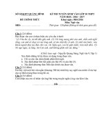 Đề thi tuyển sinh vào lớp 10 THPT môn Ngữ văn sở GD&ĐT Quảng Bình năm 2016 - 2017