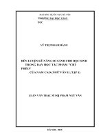 Rèn luyện kỹ năng so sánh cho học sinh trong dạy học tác phẩm chí phèo của nam cao 