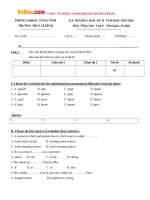 Đề thi học kỳ 2 môn Tiếng Anh lớp 8 trường THCS Lê Bình, Hà Tĩnh năm học 2015 - 2016