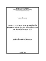 Nghiên cứu tính đa dạng di truyền của các dòng, giống lúa đột biến chất lượng tại một số vùng sinh thái 