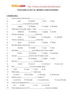 Bài tập Tiếng Anh lớp 6 Unit 12: Sports and Pastimes