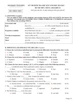 Đề thi học kì 2 môn Tiếng Anh lớp 10 năm 2015 tỉnh Vĩnh Phúc