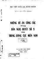 những đề án công tác trong bản nghị quyết số 9 của trung ương cục miền nam 