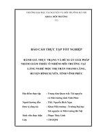 ĐÁNH GIÁ THỰC TRẠNG VÀ ĐỀ XUẤT GIẢI PHÁP NHẰM GIẢM THIỂU Ô NHIỄM MÔI TRƯỜNG TẠI  LÀNG NGHỀ MỘC THỊ TRẤN THANH LÃNG,  HUYỆN BÌNH XUYÊN, TỈNH VĨNH PHÚC