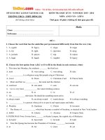 Đề thi học kỳ 2 môn Tiếng Anh lớp 8 trường THCS & THPT Đông Du, Đắk Lắk năm học 2015 - 2016