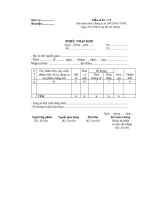 Mẫu số 01 - VT: Mẫu phiếu nhập kho