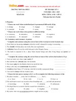 Đề thi học kỳ 2 môn Tiếng Anh lớp 11 trường THPT Đa Phúc, Hà Nội năm học 2014 - 2015