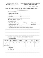 Báo cáo tổng kết hoạt động công tác chủ nhiệm lớp