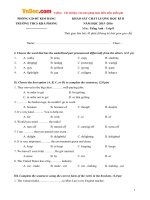 Đề thi học kỳ 2 môn Tiếng Anh lớp 8 trường THCS Khả Phong, Hà Nam năm học 2015 - 2016