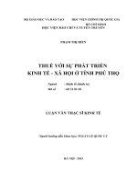 Luận văn thạc sỹ Thuế với sự phát triển kinh tế  xã hội ở tỉnh Phú Thọ
