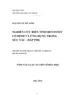 NGHIÊN cứu BIẾN TÍNH BENTONIT cổ ĐỊNH và ỨNG DỤNG TRONG xúc tác – hấp PHỤ (TT) 