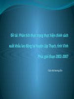 powerpoint Phân tích thực trạng thực hiện chính sách xuất khẩu lao động tại huyện lập thạch, tỉnh vĩnh phúc giai đoạn 2002 2007