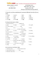 Đề thi học kỳ 2 môn Tiếng Anh lớp 8 Phòng GD-ĐT Cam Lộ, Quảng Trị năm học 2015 - 2016