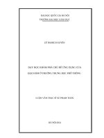 Dạy học khám phá chủ đề ứng dụng của đạo hàm ở trường trung học phổ thông 
