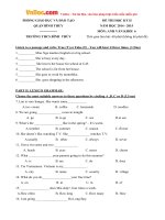 Đề thi học kỳ 2 môn Tiếng Anh lớp 6 trường THCS Bình Thủy, Cần Thơ năm học 2014 - 2015