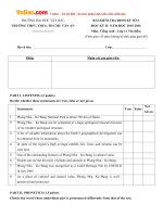 Đề kiểm tra số 4 học kỳ 2 môn Tiếng Anh lớp 11 Thí điểm trường THPT, THCS, TH Chu Văn An, Sơn La năm học 2015 - 2016