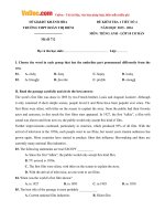 Đề kiểm tra 1 tiết số 4 môn Tiếng Anh lớp 10 Cơ bản trường THPT Đoàn Thị Điểm, Khánh Hòa năm học 2015 - 2016