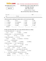 Đề thi học kỳ 2 môn Tiếng Anh lớp 7 Sở GD-ĐT Bắc Giang năm học 2011 - 2012