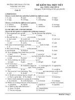 Đề kiểm tra 1 tiết học kỳ 2 môn Tiếng Anh lớp 10 trường THPT Phan Văn Trị, TP. Cần Thơ năm học 2015 - 2016