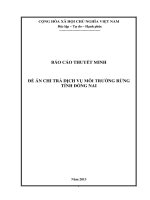 ĐỀ ÁN CHI TRẢ DỊCH VỤ MÔI TRƯỜNG RỪNG TỈNH ĐỒNG NAI