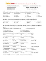 Đề thi khảo sát chất lượng lần 3 môn Tiếng Anh lớp 10 trường THPT Liễn Sơn, Vĩnh Phúc năm học 2015 - 2016