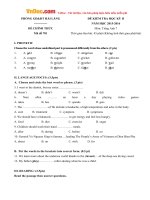 Đề thi học kỳ 2 môn Tiếng Anh lớp 7 Phòng GD-ĐT Hải Lăng, Quảng Trị năm học 2015 - 2016