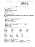 Đề thi chọn học sinh giỏi cấp huyện môn Tiếng Anh lớp 6 Phòng GD-ĐT Vũ Thư, Thái Bình năm học 2015 - 2016