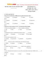 Đề thi học kỳ 2 môn Tiếng Anh lớp 11 trường THPT Nguyễn Thượng Hiền năm học 2014 - 2015