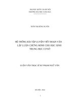 Hệ thống bài tập luyện viết đoạn văn lập luận chứng minh cho học sinh trung học cơ sở 