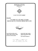 LUẬN VĂN VAI TRÒ CỦA TỔ CHỨC XÃ HỘI TRONG QUẢN LÝ HÀNH CHÍNH NHÀ NƯỚC